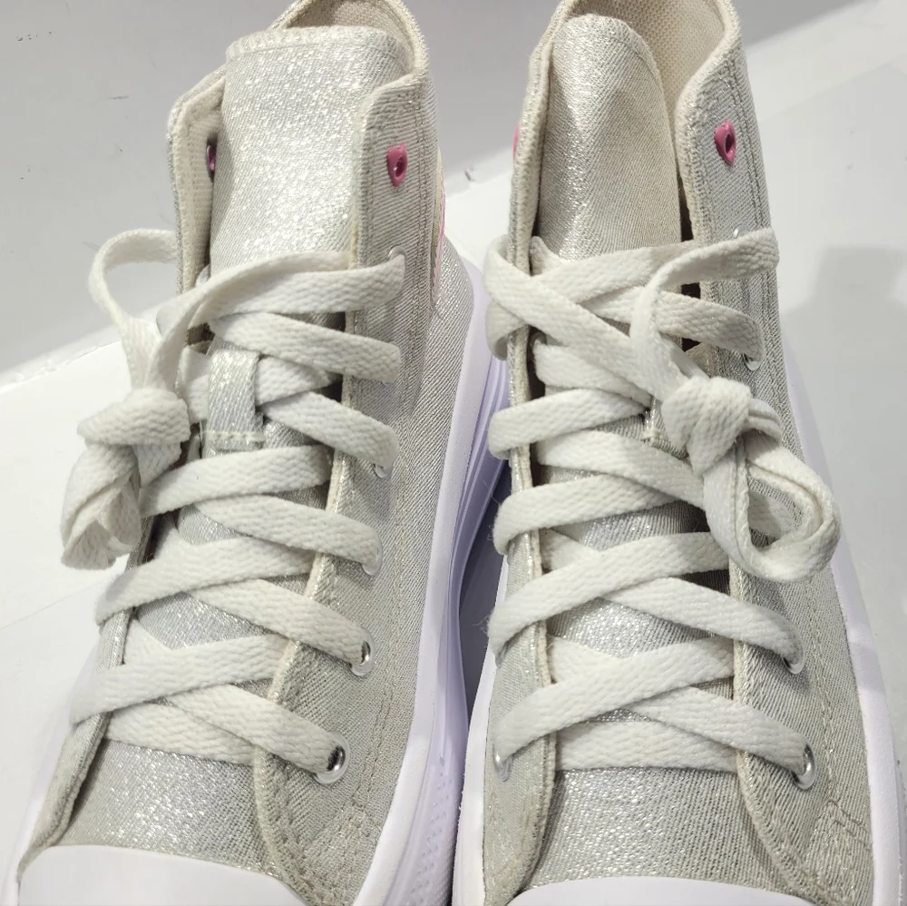 CONVERSE LITTLE GIRLS CHUCK TAYLOR ALL STAR MOVE SPARKLE PLATFORM HI TOP SHOE 3 - Picture 8 of 15